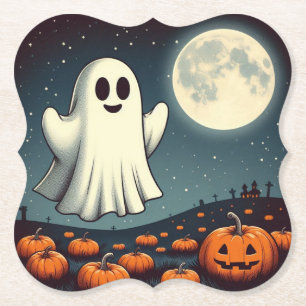 Posavasos De Papel Arte de halloween con fantasmas y calabazas