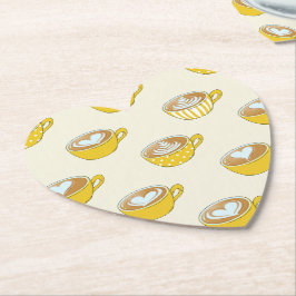 Posavasos De Papel Arte de latte lindo en el patrón de tazas de café 