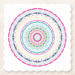 Posavasos De Papel Arte de Mandala Colorido Vibrante