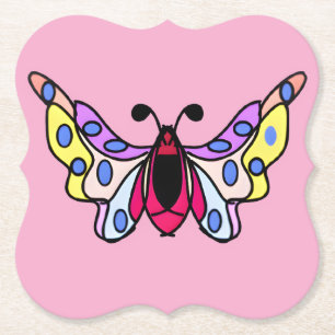 Posavasos De Papel Arte de mariposa folk moderno vibrante personaliza
