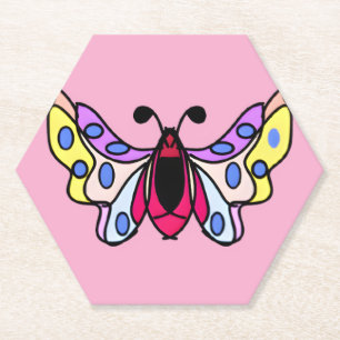 Posavasos De Papel Arte de Mariposa Folk Moderno Vibrante Personaliza