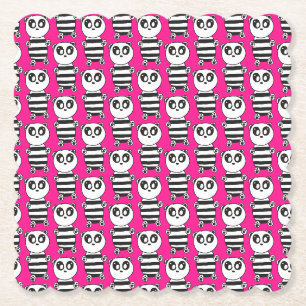 Posavasos De Papel Arte de panda juguetón en blanco y negro