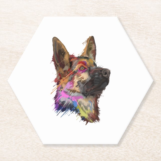 Posavasos De Papel Arte de pastor alemán (Anverso)