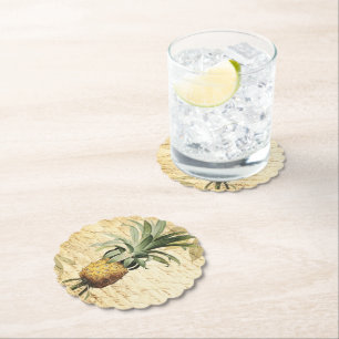 Posavasos De Papel Arte de piña rústica tropical