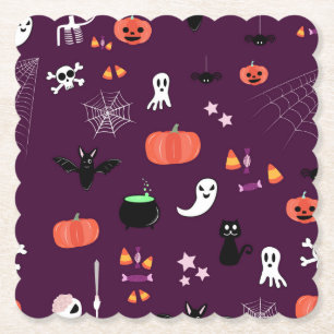 Posavasos De Papel Arte espeluznante y lindo de Halloween