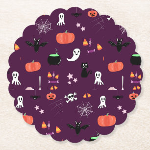 Posavasos De Papel Arte espeluznante y lindo de Halloween