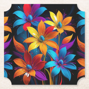 Posavasos De Papel Arte Floral Colorido Abstracto Vibrante-32908