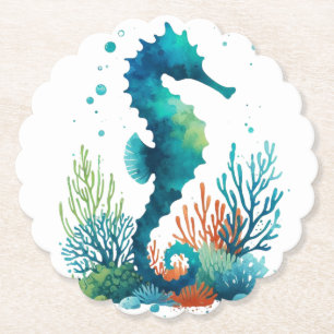 Posavasos De Papel arte náutico/de playa/caballito de mar costero