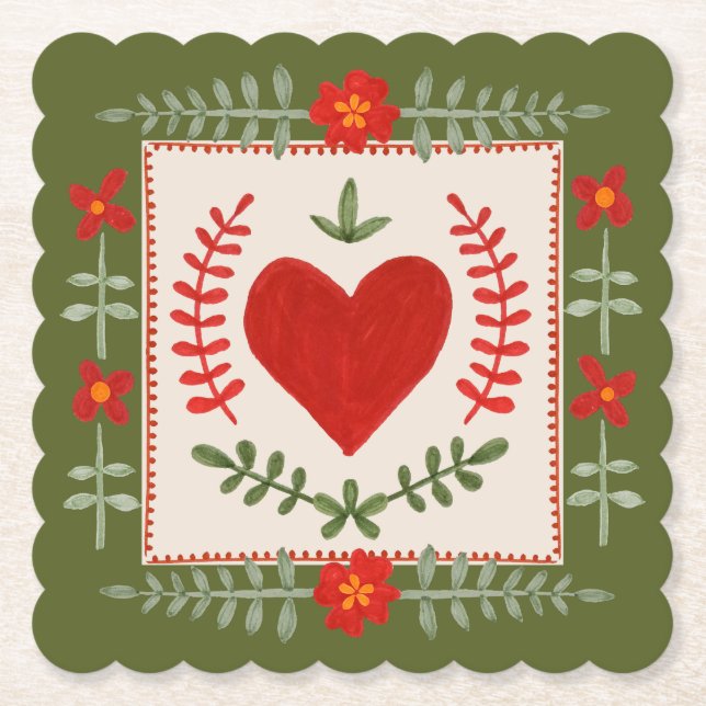 Posavasos De Papel Arte Popular Valentine (Anverso)
