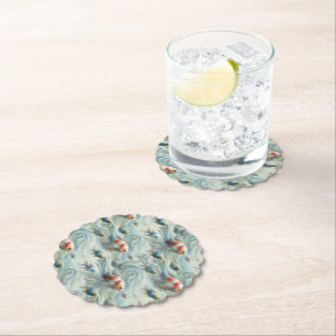 Posavasos De Papel Arte subacuático de peces y corales en acrílico