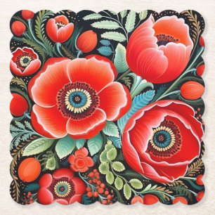 Posavasos De Papel Arte tradicional ucraniano de Petrikivka