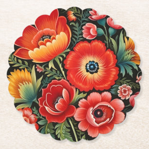 Posavasos De Papel Arte tradicional ucraniano de Petrikivka