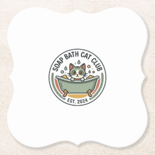 Posavasos De Papel Arte vectorial de gato de baño de jabón POD - Club