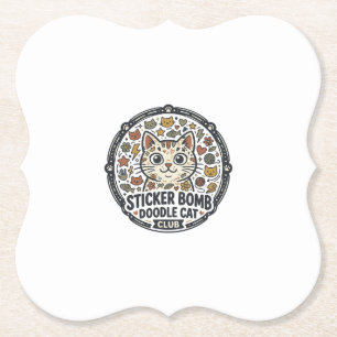 Posavasos De Papel Arte vectorial de gato garabato bomba de pegatina