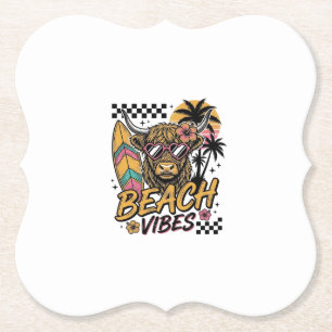 Posavasos De Papel Arte vectorial de verano de vaca de Highland con v