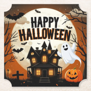 Posavasos De Papel Arte vintage feliz Halloween