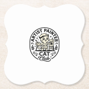 Posavasos De Papel Artista Pintor Gato Gato Divertido Gráfico - Artis
