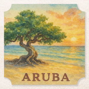 Posavasos De Papel Aruba Playa Eagle Divi Tree Hora Dorada