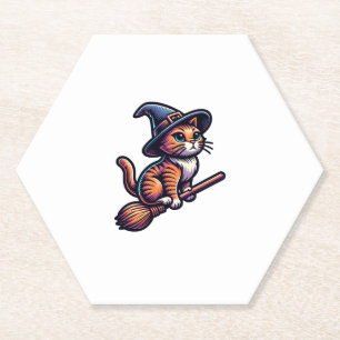 Posavasos De Papel Asistente para gatos Halloween Bruja Mystical Cat