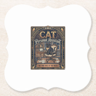 Posavasos De Papel Asistente personal de gato Humor de dueño divertid