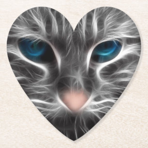 Posavasos De Papel Asombrosa cara de gato de ojos azules