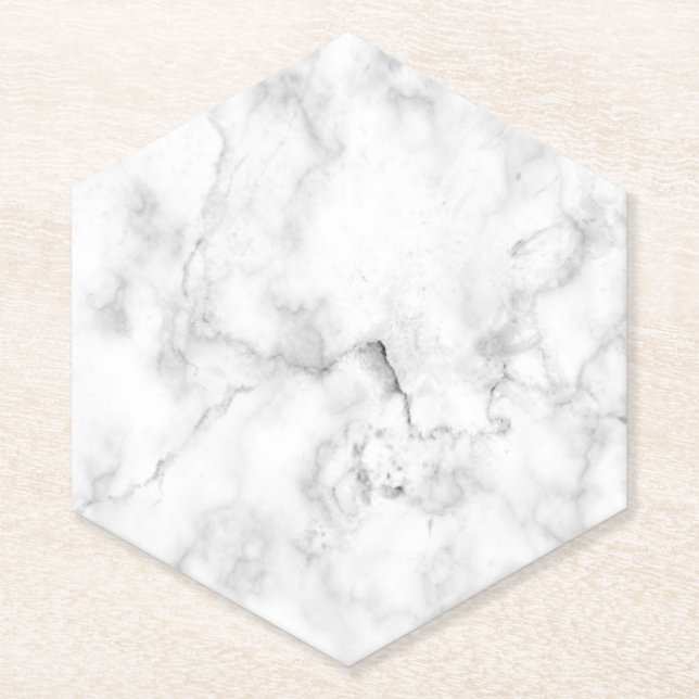 Posavasos De Papel Aspecto de mármol falso Hexágono (Anverso)