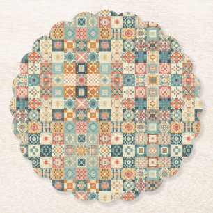Posavasos De Papel Aspecto vintage y tejido de mosaico