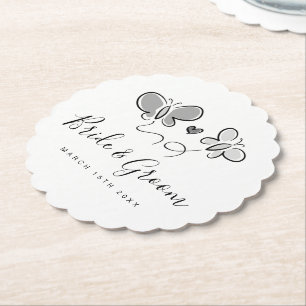 Posavasos De Papel Astilleras bodas con una tibia huella de mariposa