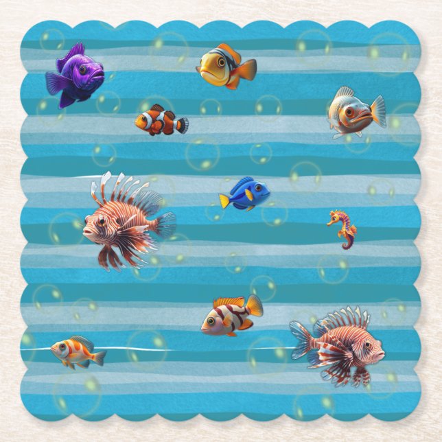 Posavasos De Papel Astras de papel de bolas de pescado (Anverso)