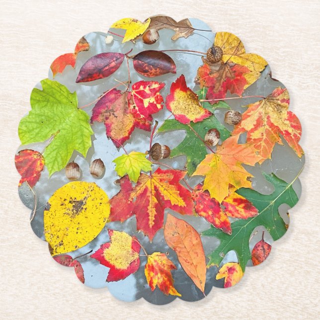 Posavasos De Papel Astras de papel de hojas de otoño (Anverso)