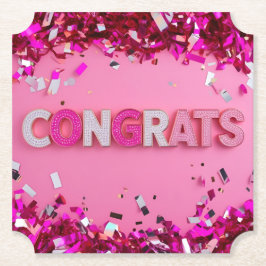 Posavasos De Papel Astratos De "Felicitaciones" De Glam Rosa