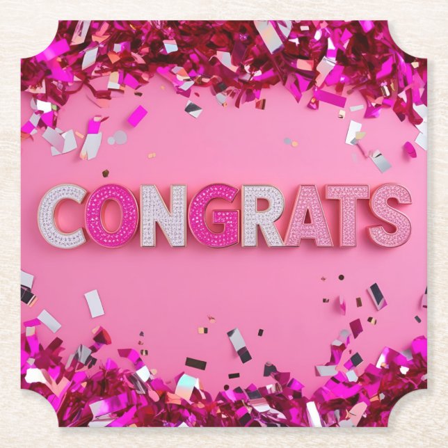 Posavasos De Papel Astratos De "Felicitaciones" De Glam Rosa (Anverso)