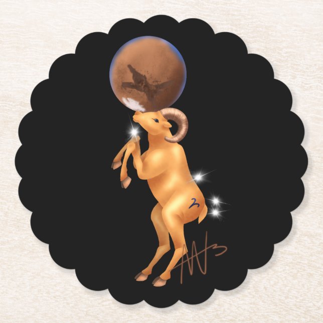 Posavasos De Papel Astro Aries Mars Zodiac (Anverso)