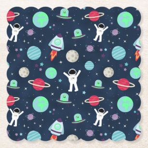 Posavasos De Papel Astronautas Planetas Cohetes y Alienígenas