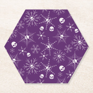 Posavasos De Papel Asustado cráneo Creepmas Navidades Copos de nieve