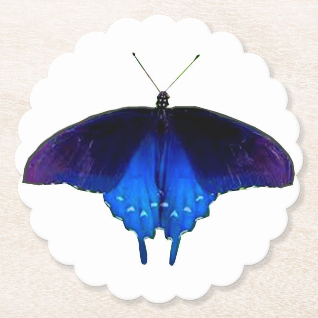 Posavasos De Papel Ataques de mariposa azul púrpura (conjunto de 6) (Anverso)