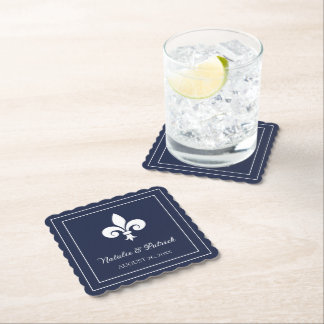 Posavasos De Papel Ataques de papel Boda de Navy Fleur de Lis