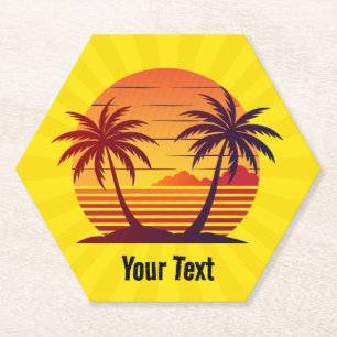 Posavasos De Papel Atardecer con vector de palmeras-98803
