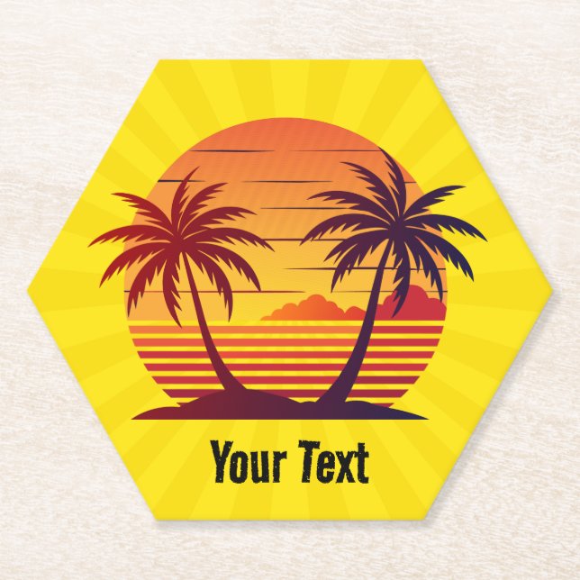 Posavasos De Papel Atardecer con vector de palmeras-98803 (Anverso)