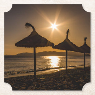 Posavasos De Papel Atardecer en la playa, Mallorca, España