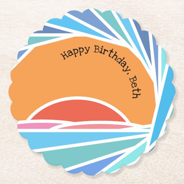 Posavasos De Papel Atardecer en ola de barril (Anverso)