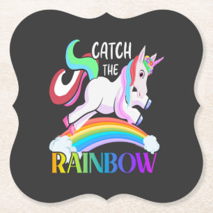 Posavasos De Papel Atrapa el diseño de Unicornio de Arcoíris