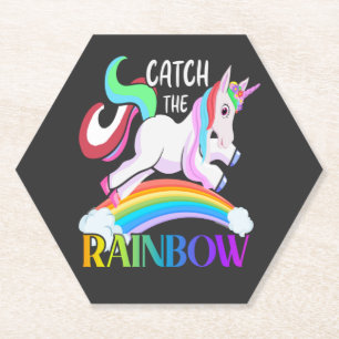 Posavasos De Papel Atrapa el diseño de Unicornio de Arcoíris