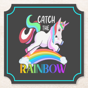 Posavasos De Papel Atrapa el diseño de Unicornio de Arcoíris