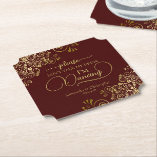 Posavasos De Papel Auburn Brown y Gold no se lleven mi Boda de bebida