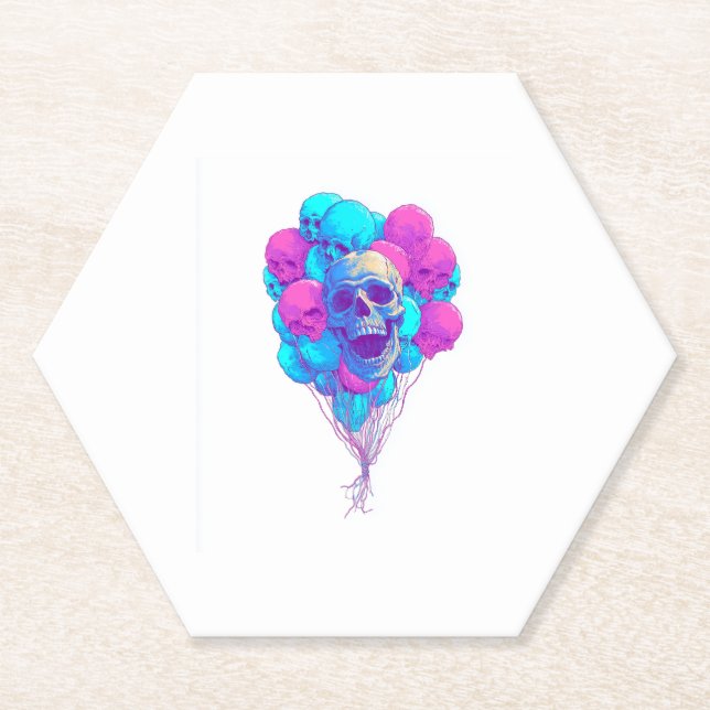 Posavasos De Papel Auge y hueso � gracioso cráneo flotante (Anverso)