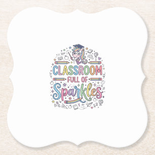 Posavasos De Papel Aula de Unicornio Llena de Destellos Merch Origina