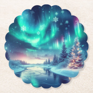 Posavasos De Papel aurora borealis/Navidades/invierno