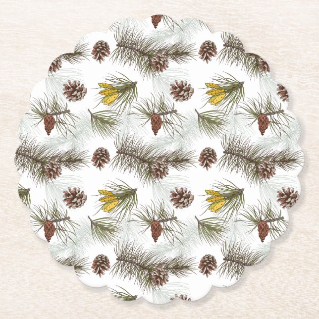 Posavasos De Papel Autumn Pine Cones (Anverso)