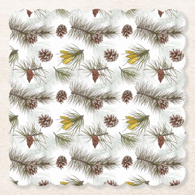 Posavasos De Papel Autumn Pine Cones (Anverso)